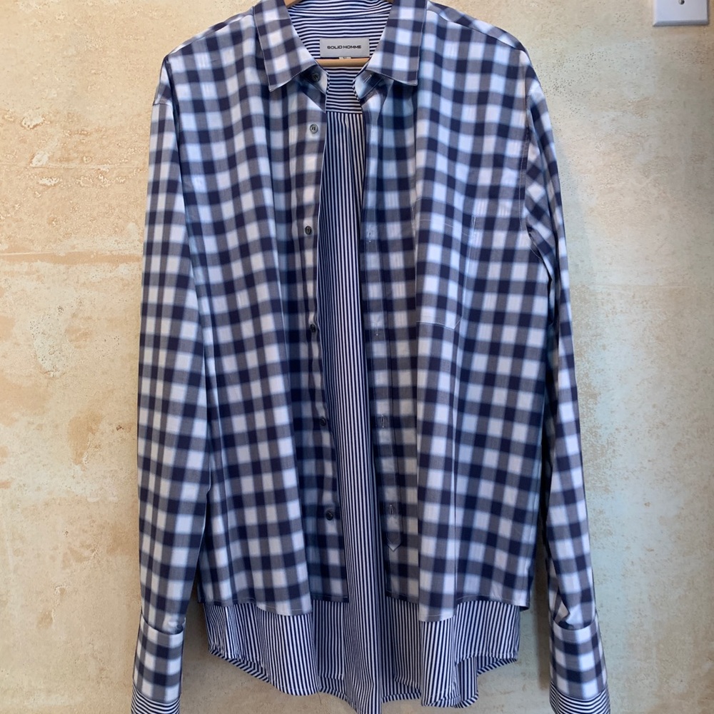Solid homme layered button down shirt size 52
